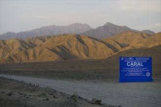 Info board of the ruins of Caral