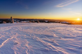 Panoramic view from Wasserkuppe in south direction in winter