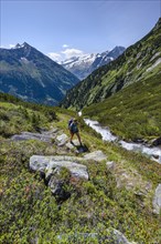 Hiker on the Kesselbach hiking trail