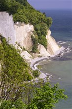 View of the chalk cliffs in the Jasmund National Park on Ruegen