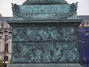 Detail of the Colonne Vendome victory column at Place Vendome