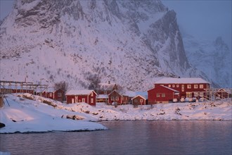 Winter atmosphere early in the morning in the fishing village