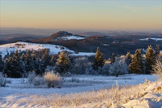 Panoramic view from Wasserkuppe in southwest direction in winter