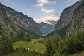 View of the Obersee and Koenigssee from the Roethsteig