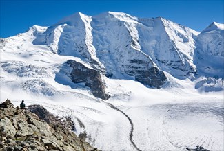 Viewpoint on the Diavolezza with Piz Palue and Persgletscher