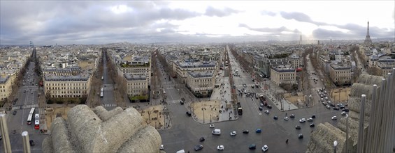 Panoramic view with streets from Arc de Triomphe de l'Etoile