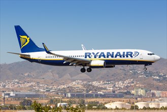 A Ryanair Boeing B737-800 with the registration number EI-ENB lands at Malaga Airport