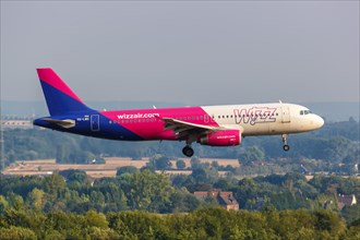 An Airbus A320 aircraft of Wizzair with the registration HA-LWD at Dortmund Airport