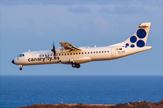 An ATR 72-500 aircraft of Canaryfly with the registration EC-IZO at Gran Canaria Airport