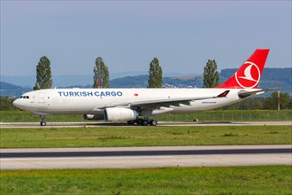 An Airbus A330-200F of Turkish Cargo with registration TC-JDO at EuroAirport Basel Mulhouse