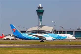 A Boeing 787-9 Dreamliner aircraft of China Southern Airlines with registration number B-1242 at Guangzhou Airport