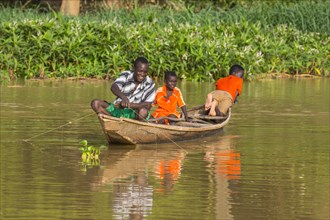 Fishermen in their canoe