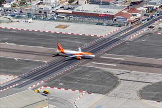 An Easyjet Airbus A320 with the registration number G-EZRM at Gibraltar Airport