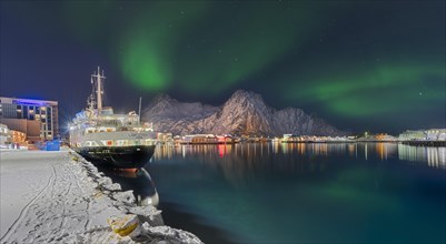 The MS Lofoten of Hurtigruten in the port of Svolvaer Lofoten Norway