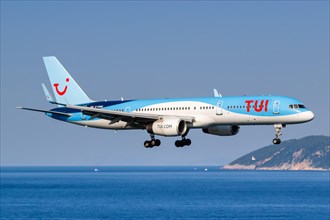 A Boeing 757-200 of TUI with the registration number G-OOBE at Skiathos Airport