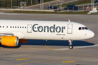 An Airbus A321 of the Condor with the registration D-AIAC at Munich Airport