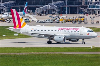 An Airbus A319 of Germanwings with the registration number D-AKNR at Stuttgart Airport