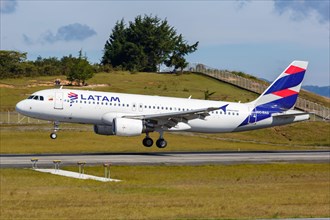 An Airbus A320 aircraft of LATAM with the registration number CC-BAS at the airport Medellin Rionegro