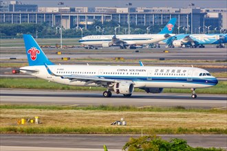 An Airbus A321 aircraft of China Southern Airlines with registration number B-8993 at Guangzhou Baiyun