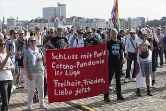 Demo against corona rules on the Rhine meadows