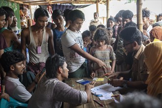 Fled Rohingya during registration in a sector of the camp Kutupalong