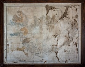 Historical map of Iceland in picture frame at Torfhof