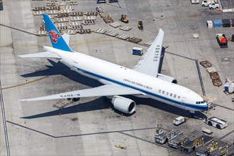 A Boeing 777F of China Southern Cargo with the registration number B-2073 at Los Angeles Airport