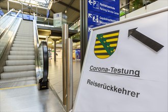Corona test in the Leipzig Airport Terminal Halle LEJ Airport