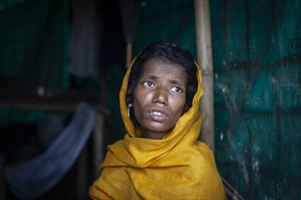 Rohingya woman in her hut in Kutupalong camp