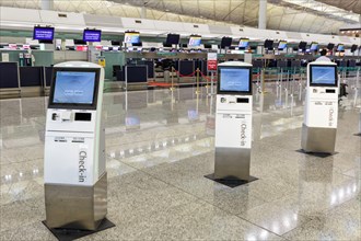 Check-in machines at Hong Kong Chek Lap Kok Airport