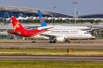 An Airbus A320 aircraft of Shenzhen Airlines with registration number B-6589 at Guangzhou Baiyun