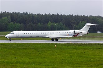 A Bombardier CRJ-1000 aircraft of Air Nostrum with registration mark EC-MNR at Gdansk Airport