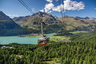 Cable car to Piz Corvatsch with Lake Silvaplana