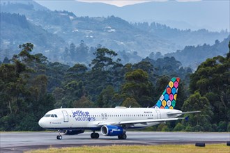 An Airbus A320 aircraft of JetBlue with registration number N623JB at Medellin Rionegro Airport