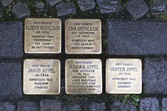 Stumbling stones in memory of Jews deported by the National Socialists