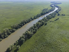 Aerial view on the Danube Biosphere Reserve in Danuble delta