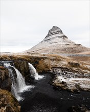 Kirkjufell Mountain with person