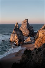 Marked rocks at Praia da Ursa beach