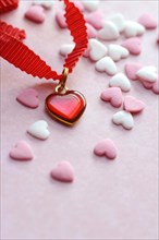 Pendant with red heart and sugar hearts