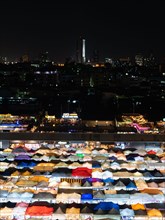 Colourful tent roofs from a night market in Bangkok