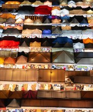 Colourful tent roofs from a night market in Bangkok