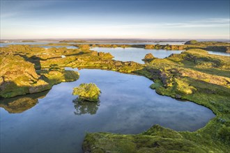 Aerial view of lava formations at Kalfastroend