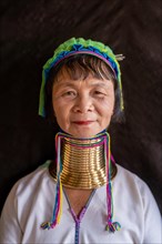 Long necked woman with several brass rings around her neck