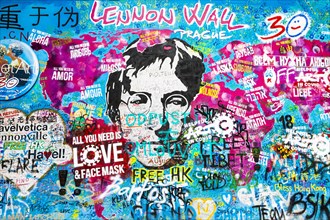 Graffiti on the John Lennon Wall during the Corona Pandemic