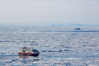 Cruise ship in ice field