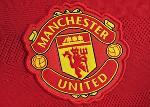 Manchester United badge on a football shirt
