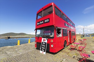 Cafe in a red double-decker bus