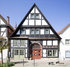 Historic half-timbered house with a gorge