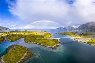 Rainbow over fjord