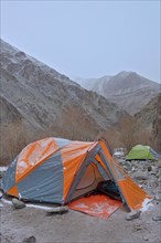High altitude trekking camp in Hemis national park